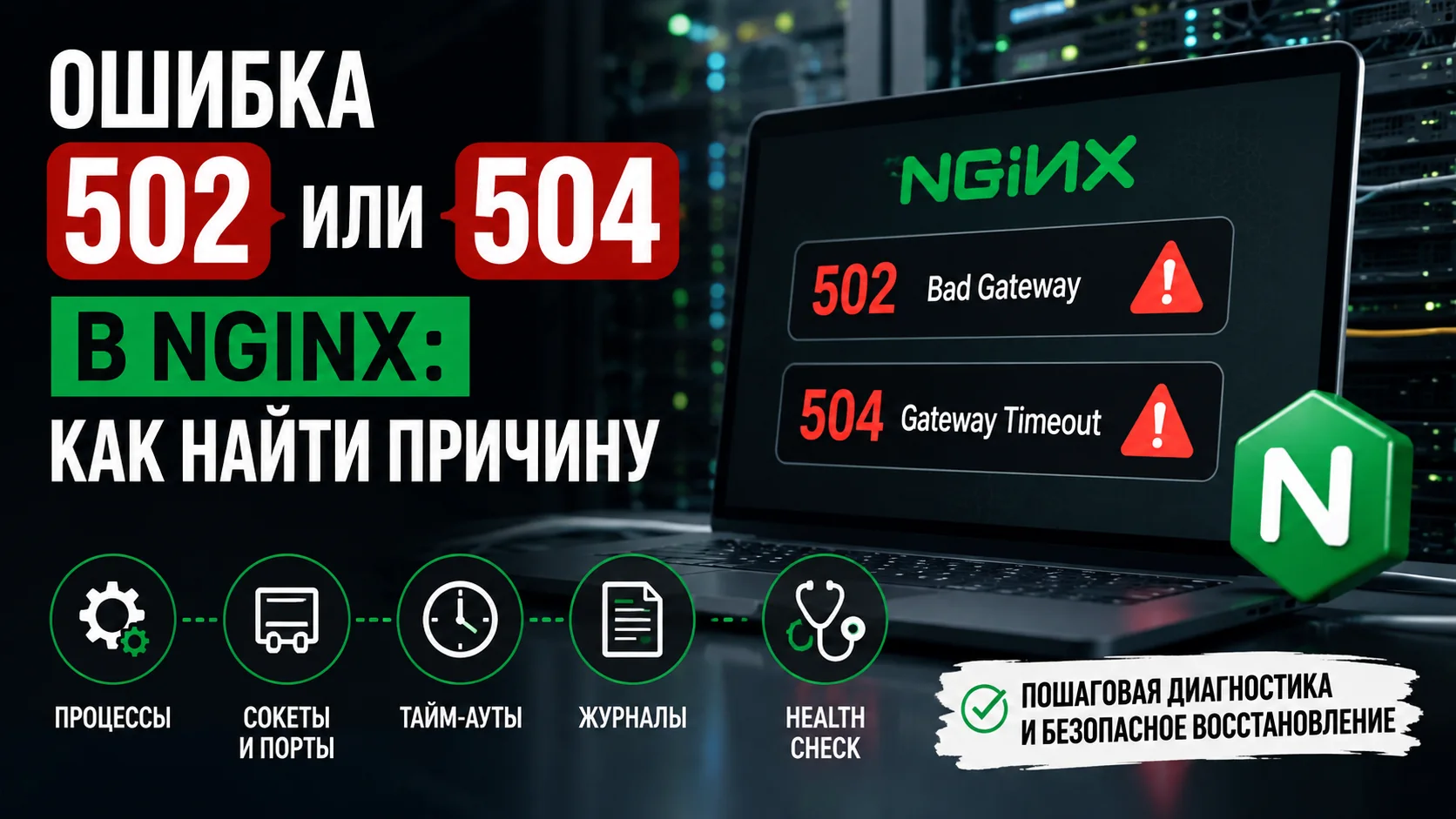 Скриншот статьи о диагностике ошибок 502 Bad Gateway и 504 Gateway Timeout в Nginx